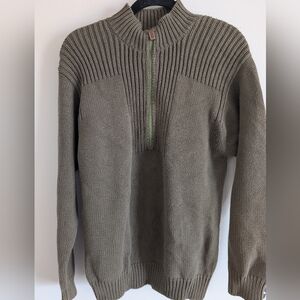 Olive Green Men's Zip-Up Sweater